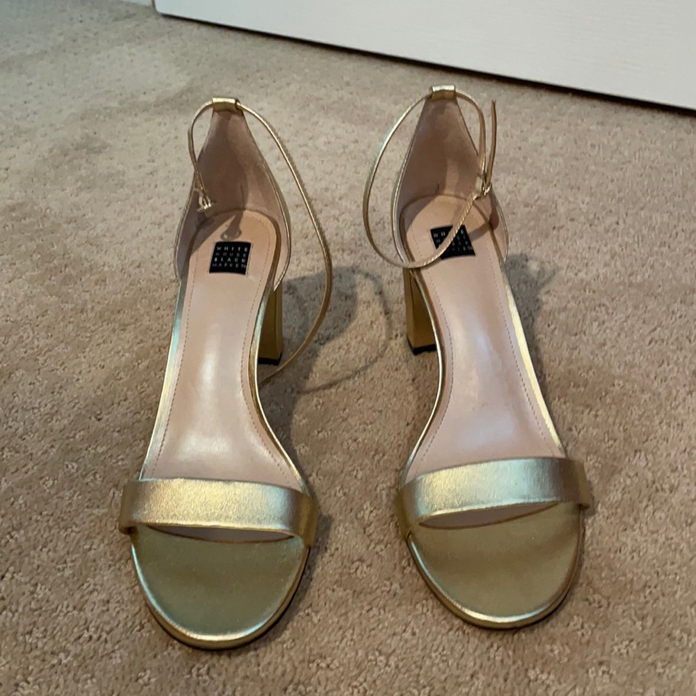 White House Black Market gold sandals. NWOB
